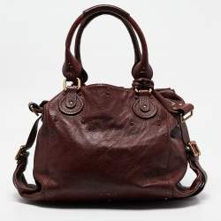 Pre Owned Chloe Burgundy Leather  Large Paddington Shoulder Bag