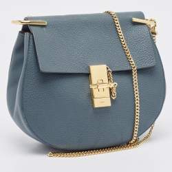 Pre Owned Chloe Blue Leather Medium Drew Shoulder Bag