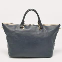 Chloe Two Tone Blue Leather Large Baylee Tote