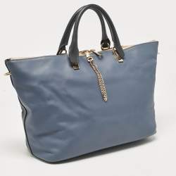 Chloe Two Tone Blue Leather Large Baylee Tote