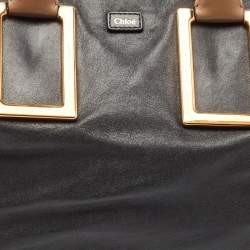 Chloe Black/Beige Leather Medium Ethel Satchel
