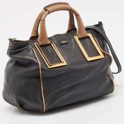 Chloe Black/Beige Leather Medium Ethel Satchel