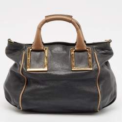 Chloe Black/Beige Leather Medium Ethel Satchel