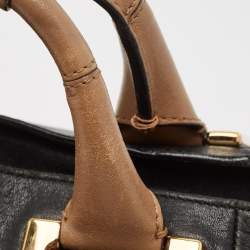 Chloe Black/Beige Leather Medium Ethel Satchel