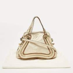 Pre Owned Chloe Light Gold Leather Medium Paraty Bag