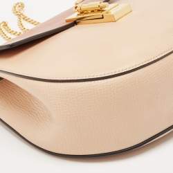 Pre Owned Chloe Peach/Brow Leather Medium Drew Shoulder Bag