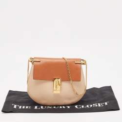 Pre Owned Chloe Peach/Brow Leather Medium Drew Shoulder Bag