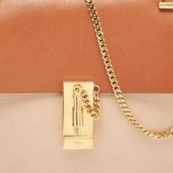 Pre Owned Chloe Peach/Brow Leather Medium Drew Shoulder Bag