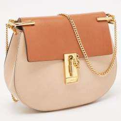Pre Owned Chloe Peach/Brow Leather Medium Drew Shoulder Bag