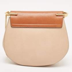 Pre Owned Chloe Peach/Brow Leather Medium Drew Shoulder Bag