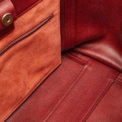 Pre Owned Chloe Burgundy Leather and Suede Medium Milo Tote