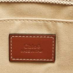 Chloe Beige/Brown Canvas and Leather Medium Woody Tote