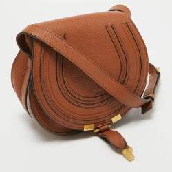 Pre Owned Chloe Brown Leather Small Marcie Saddle Bag