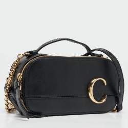 Pre Owned Chloe Black Leather C Vanity Shoulder Bag