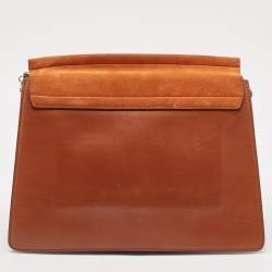 مملوكة مسبقًا Chloe Brown Leather and Suede Medium Faye Shoulder Bag