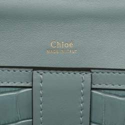 Chloe Light Blue Croc Embossed Leather Small Aby Shoulder Bag