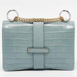 Chloe Light Blue Croc Embossed Leather Small Aby Shoulder Bag