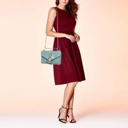 Chloe Light Blue Croc Embossed Leather Small Aby Shoulder Bag