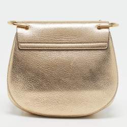 Chloe Gold Leather Medium Drew Shoulder Bag