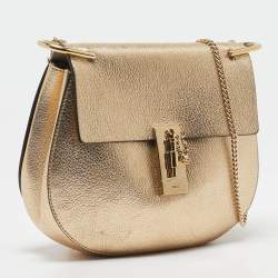 Chloe Gold Leather Medium Drew Shoulder Bag
