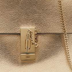 Chloe Gold Leather Medium Drew Shoulder Bag