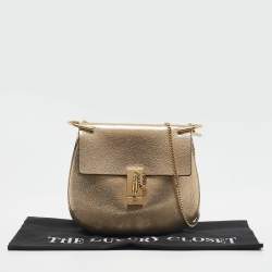 Chloe Gold Leather Medium Drew Shoulder Bag