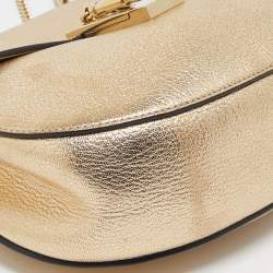 Chloe Gold Leather Medium Drew Shoulder Bag