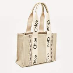 Pre Owned Chloe Beige Canvas Medium Woody Tote