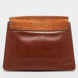 Chloe Brown/Orange Leather ad Suede Faye Medium Shoulder Bag