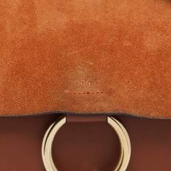 Chloe Brown/Orange Leather ad Suede Faye Medium Shoulder Bag