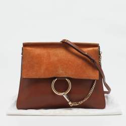 Chloe Brown/Orange Leather ad Suede Faye Medium Shoulder Bag