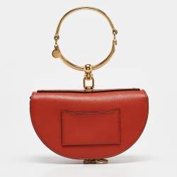 Chloe Ginger Orange Leather Small Nile Bracelet Minaudiere Bag