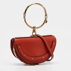 Chloe Ginger Orange Leather Small Nile Bracelet Minaudiere Bag