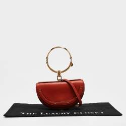 Chloe Ginger Orange Leather Small Nile Bracelet Minaudiere Bag