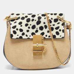 Chloe Multicolor Calf Hair and Leather Small Drew Shoulder Bag