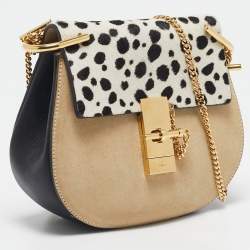 Chloe Multicolor Calf Hair and Leather Small Drew Shoulder Bag