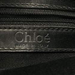 Pre Owned Chloe Black Leather and Suede Embellished Flap Hobo