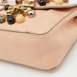 Chloe Peach Leather Small Embellished Elsie Shoulder Bag