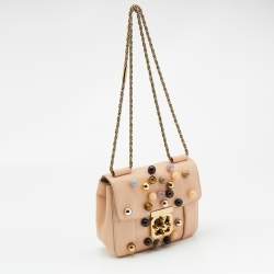 Chloe Peach Leather Small Embellished Elsie Shoulder Bag