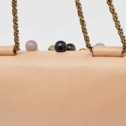 Chloe Peach Leather Small Embellished Elsie Shoulder Bag