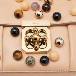 Chloe Peach Leather Small Embellished Elsie Shoulder Bag