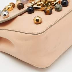 Chloe Peach Leather Small Embellished Elsie Shoulder Bag