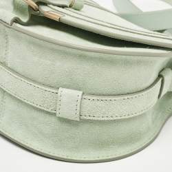 Chloe Light Green Suede and Leather Small Marcie Saddle Bag