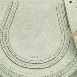 Chloe Light Green Suede and Leather Small Marcie Saddle Bag