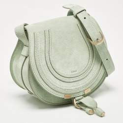 Chloe Light Green Suede and Leather Small Marcie Saddle Bag
