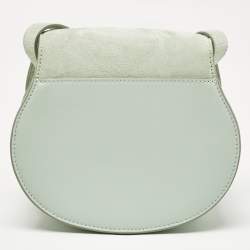 Chloe Light Green Suede and Leather Small Marcie Saddle Bag