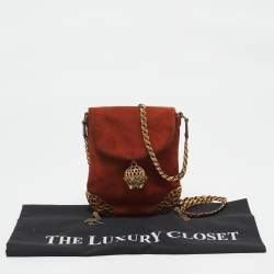 Chloe Brown Suede Embellished Flap Chain Clutch
