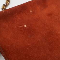 Chloe Brown Suede Embellished Flap Chain Clutch