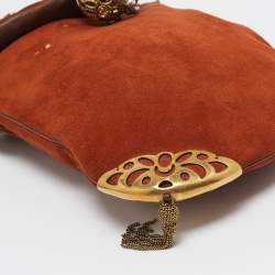 Chloe Brown Suede Embellished Flap Chain Clutch