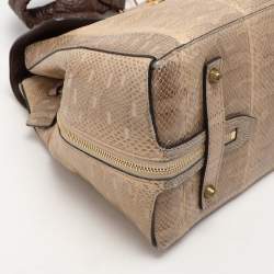 Chloé Beige/Brown Snakeskin and Leather Darla Top Handle Bag